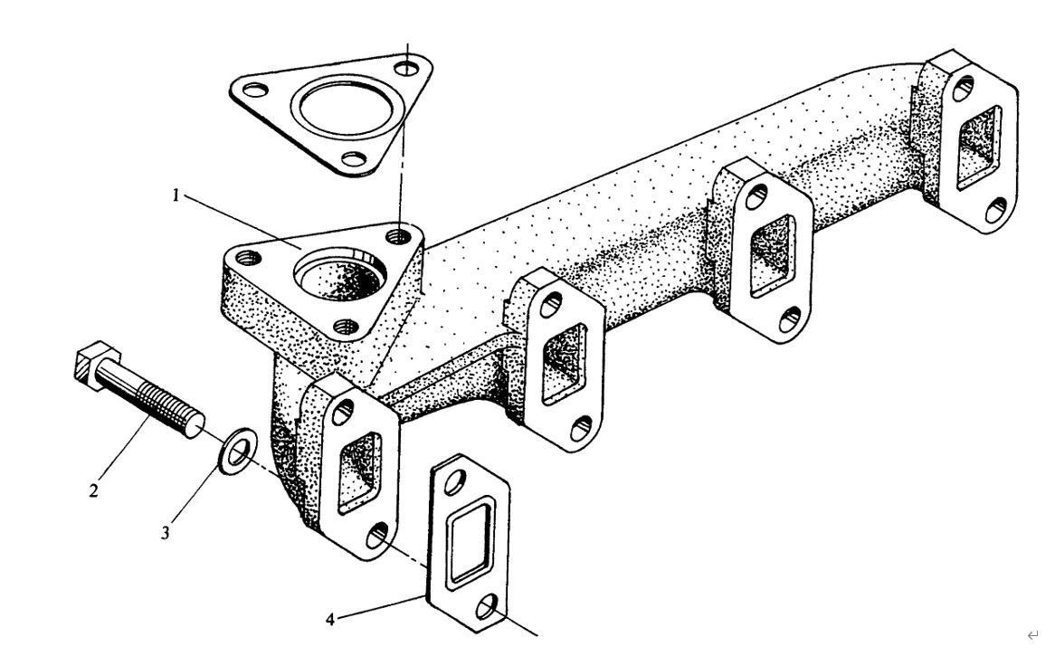 YTO engine Exhaust Tube Assembly (Ⅱ) YTO engine Exhaust Tube Assembly (Ⅱ)