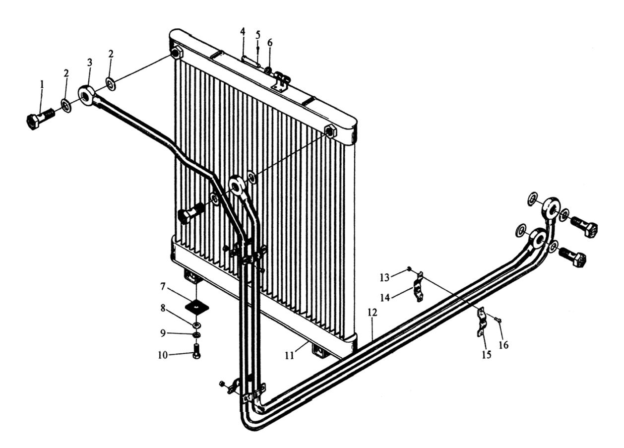 YTO engine Oil Radiator Installation and Oil Line Assembly YTO engine parts manual oil radiator