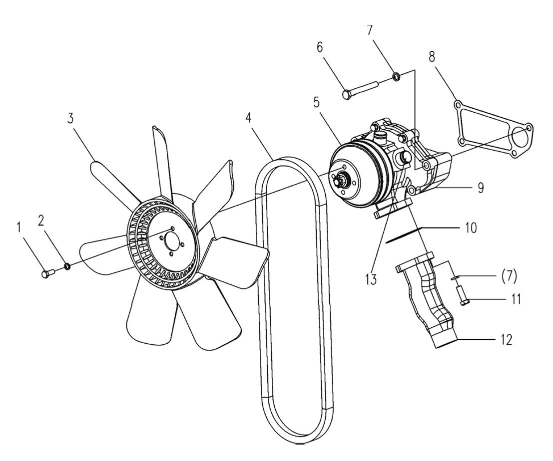 YTO engine Water Pump Installation Assembly Fan and Pulley Assembly YTO-engine-Water-Pump-Installation-Assembly-Fan-and-Pulley-Assembly